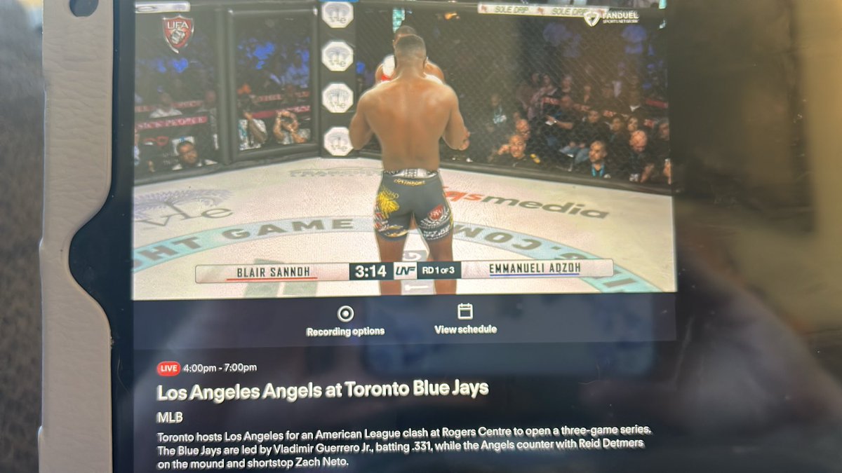tlbc2's tweet photo. @fubosupport trying to watch the Angels game and there’s some fight on? https://t.co/c6U4ZJBn2l