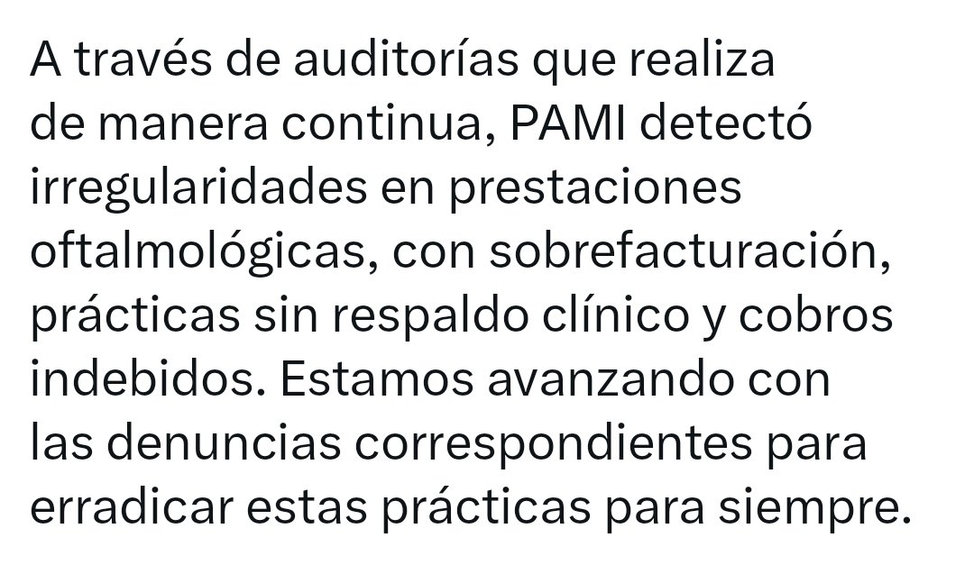 El kirchnerismo choreaba hasta com las prestaciones oftalmológicas del PAMI. Mamita querida, qué país en el que vivíamos hasta hace tan solo 2 años.