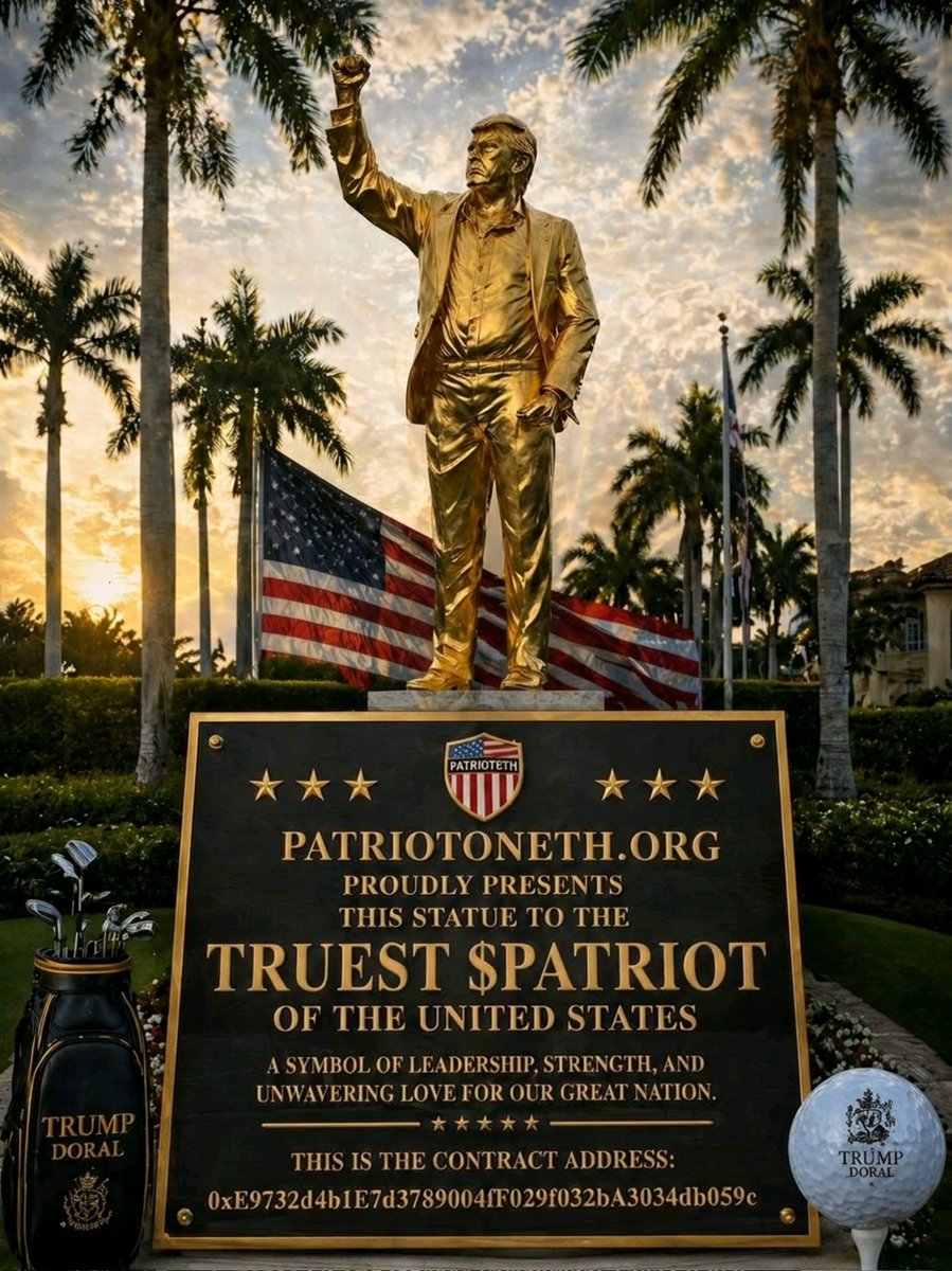 Terminator51514's tweet photo. @ShadowofEzra The statue was gifted to the President by
The Patriot Token community. 
He didn't build a statue of himself.
See below. https://t.co/kP2bGcaOE8