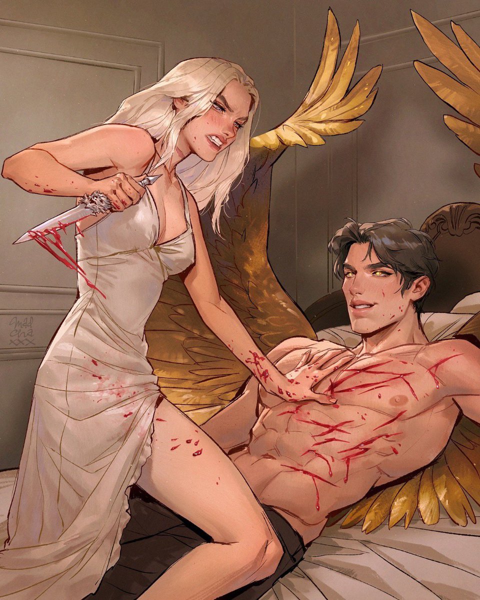 angelzdeer's tweet photo. This art just convinced me to read the book.

Art by madchaxx 🫶🏻 https://t.co/xHvB9aaPdJ