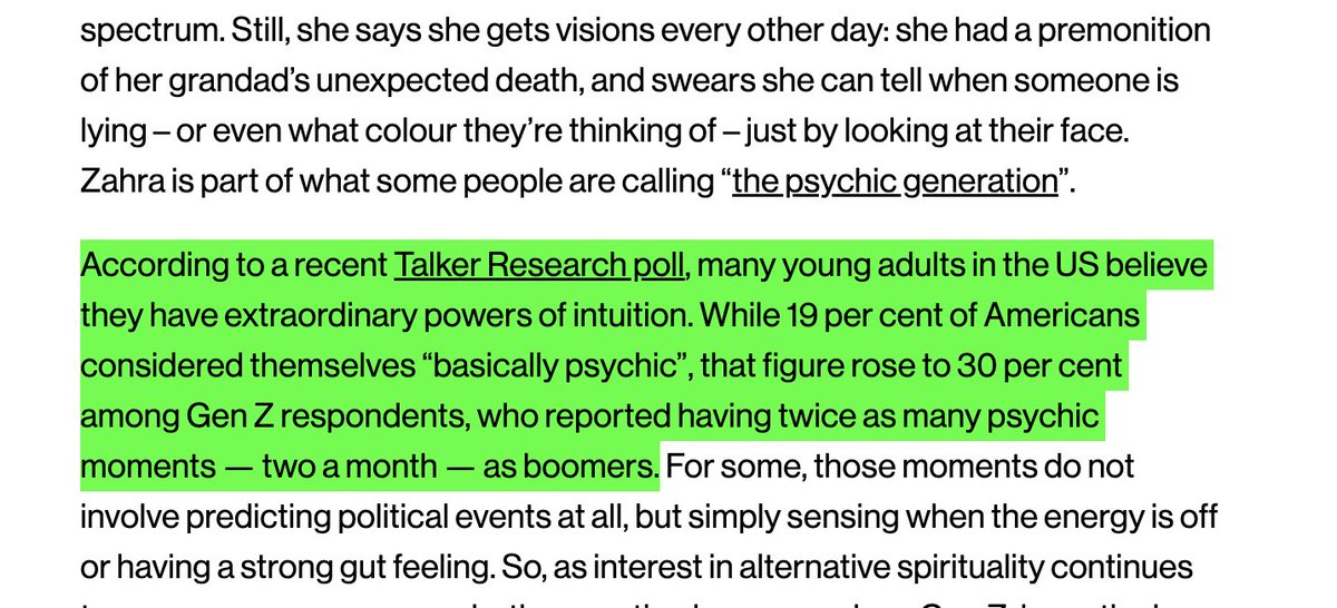 30% of Gen Z considers themselves psychic https://t.co/sR2Ddl47Ed