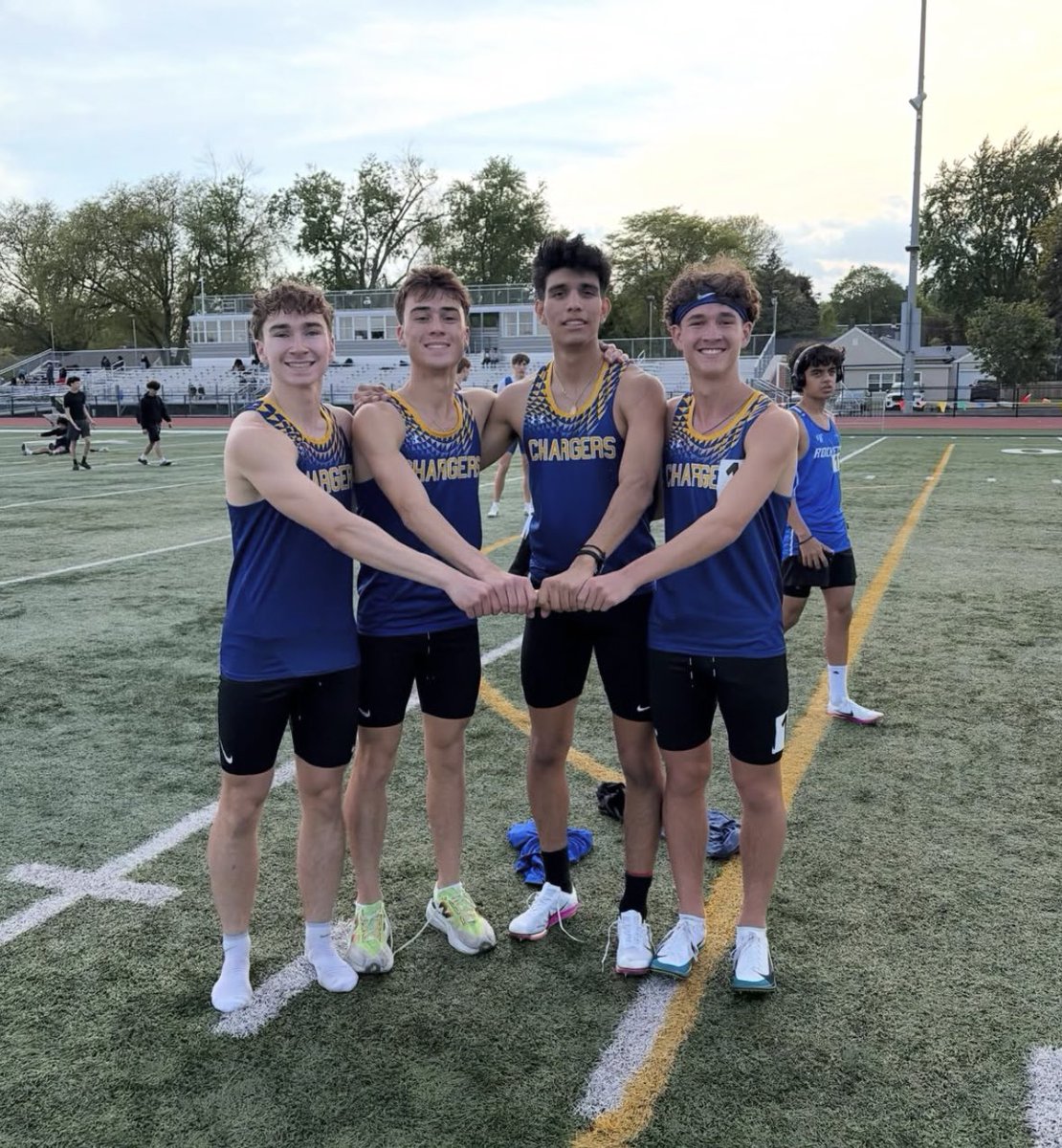 ACC_Athletics's tweet photo. Congrats to Jack S, Ben B, Gio G, and John R who just broke the previous 4x800 school record by almost 6 seconds with a time of 7:50.93. They also broke the Kane County meet record and have the #1 time in 2A. Great start to the night boys!! https://t.co/7LVxy3pZnL