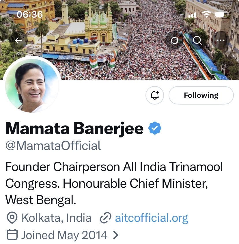 IndiaSSunil's tweet photo. Even now the social media account of Respected Mamata Didi says that she is the Hon’ble Chief Minister of Bengal. Inappropriate. @Meta / Facebook and ⁦@XCorpIndia⁩ should not allow their platform for falsehood and lose their credibility. They should act forthwith. https://t.co/wZyNhfFWuX