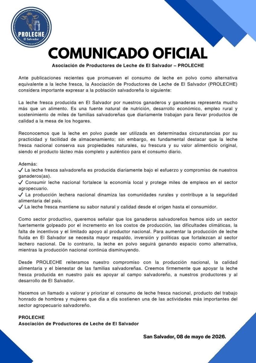 GanaderosS's tweet photo. Ante las recientes declaraciones de los industriales/ comerciantes de la leche y adulterantes,
No es válido engañar a la población, por lo tanto los ganaderos nos oponemos.

Jamás se dará prioridad a un alimento químicamente tratado, sobre la leche fluida natural https://t.co/jHnqdfKBoV