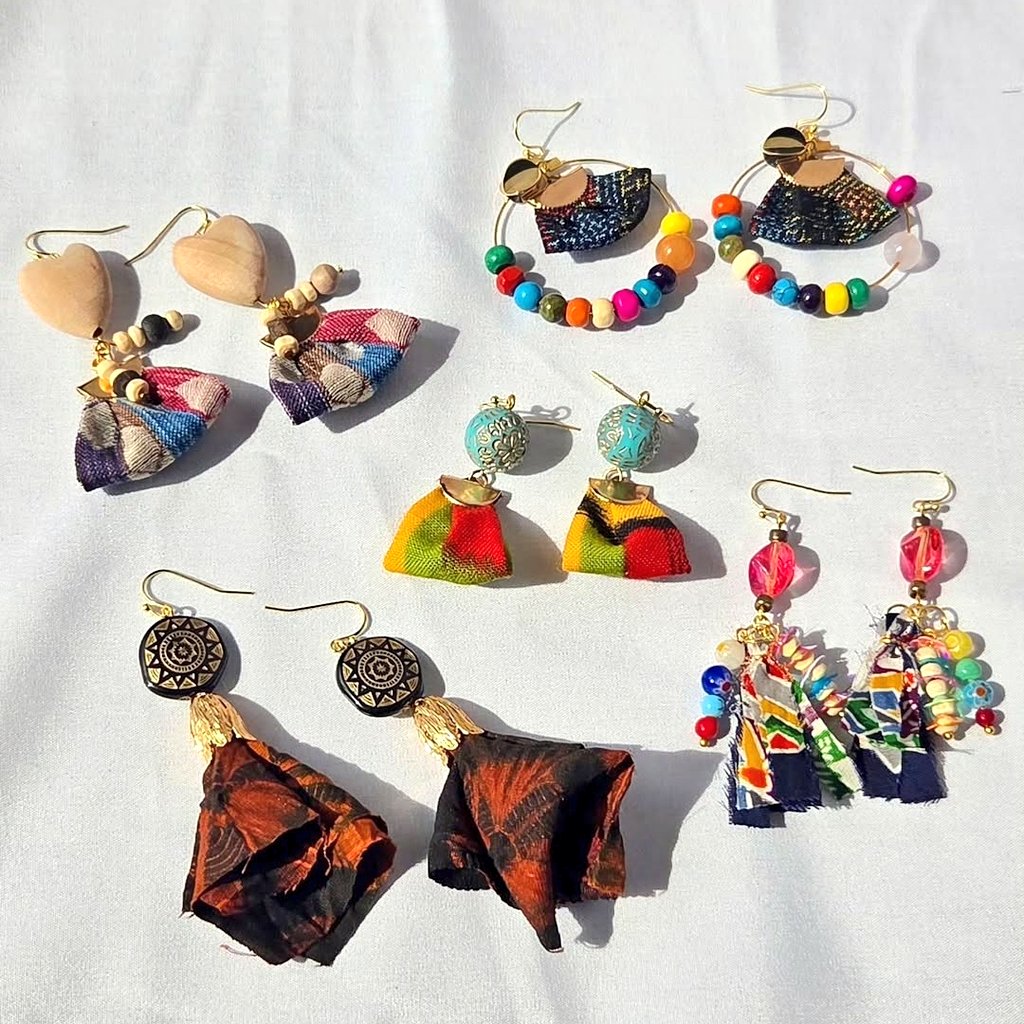なう インド刺繍リボン×着物生地アクセサリー (@nownowhandmade