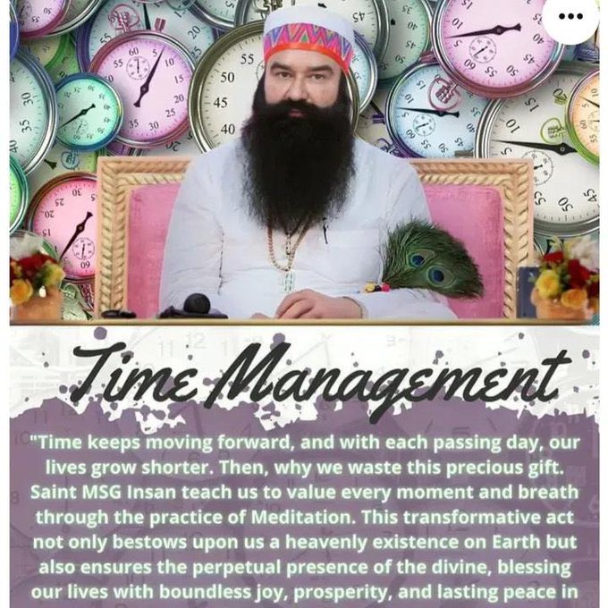 Reenumeet's tweet photo. Time is an invaluable thing which cannot come back even after endless efforts. 
Every second that is being passed, it will never come back.
Time management is very important. #HowToManageTime you can follow time management tips recommend by Saint Gurmeet Ram Rahim Ji. https://t.co/hO77i7L6wr