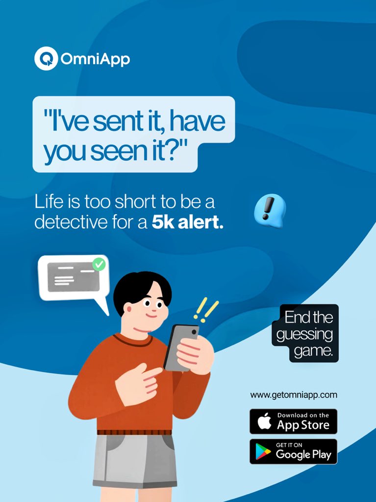 getomni_app's tweet photo. Chasing "lost" alerts on a Saturday is a waste of a good weekend. 

That energy belongs to the soft life, not a bank app. 

No more "I'll check and get back to you" while the vibe is moving. 

Chat, pay, and get back to the fun. 💙

#NoStories #WeekendFlow #OmniApp https://t.co/jRcf6PrUoA
