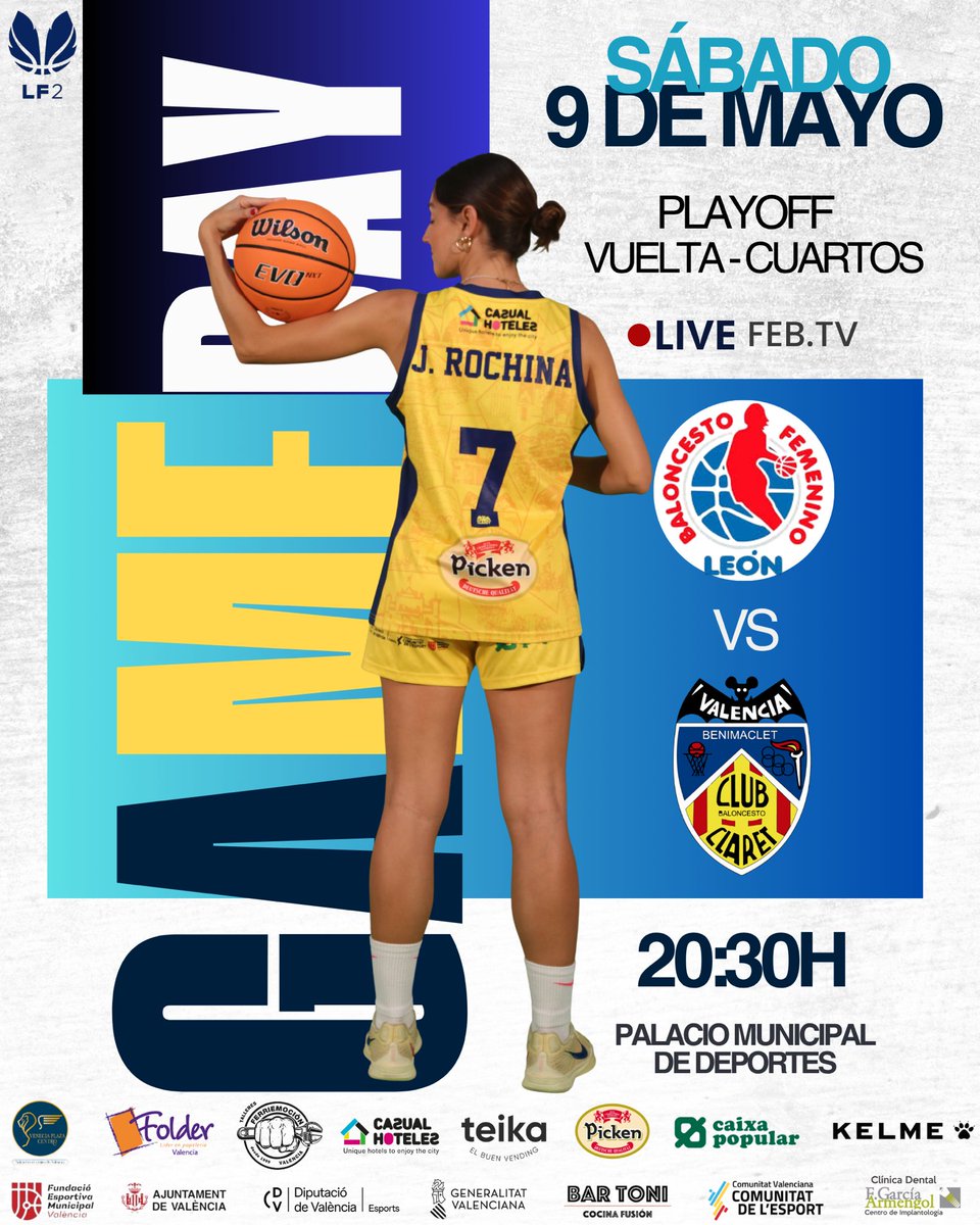 CBClaret's tweet photo. 🔥GAME DAY🔥
🏀 Fase Final LF2
🏆 Partido vuelta - Cuartos 
🆚️ Baloncesto Leon
⏰ 20.30 horas
🏟️ Pabellón Mun. Deportes 
📷 Febtv
#jueganellasganamostodos
#guerrerasAmarillo #basketfem https://t.co/wAXLWQLGV6