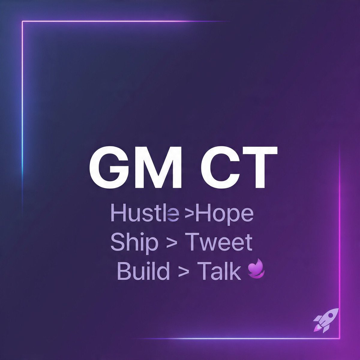 QueenViv_'s tweet photo. GM  CT
Remember:  
Hustle > Hope  
Ship > Tweet  
Build > Talk

LFG 🚀
#web3 #cryptoco https://t.co/6yAq62awT2