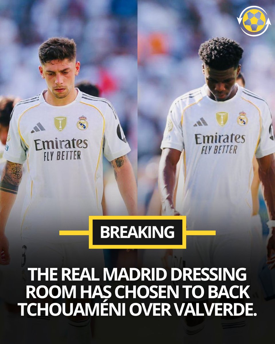 🚨 THE REAL MADRID DRESSING ROOM HAS CHOSEN TO BACK TCHOUAMÉNI! 🇫🇷

Real Madrid players reportedly believe Fede Valverde crossed the line by trying to injure Aurélien Tchouaméni in training, and that the French midfielder was actually very patient with him.

They feel Valverde