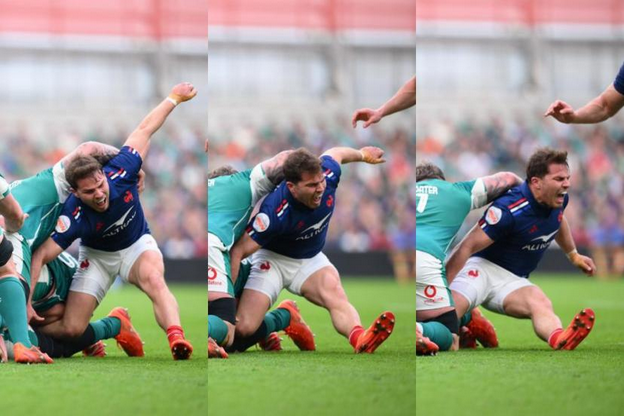 Captainflam47's tweet photo. @TheRugbyIssue @LukeGreenSpitzy The Irish are trained to fall on the leg of the opposition” https://t.co/dxBtx523Xu