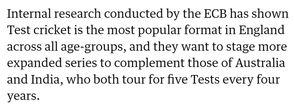 ChrisAtkins_'s tweet photo. I wish we would hear more about this than the narrative of Test cricket dying.

A better funding model needs to be concocted to ensure it's not only a three-team format but it's too easy just to say T20 is the future and make it a self-fulfilling prophecy. https://t.co/29ifil4ECL