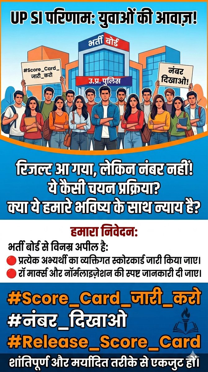 abhichakrapati's tweet photo. #UPSI ke रिजल्ट आने से कई अभ्यर्थी खुश नहीं है क्योंकि उनके नंबर ही पता नहीं है।
प्राप्तांक अंक जानना सबका अधिकार है।
भर्ती बोर्ड से निवेदन है 🙏 रॉ स्कोर के साथ नॉमिलाइज्ड मार्क जारी किए जाए।
#Release_Score_card
#Score_Card_जारी_करो 
@upprpb @Uppolice @CMOfficeUP @myogioffice https://t.co/VoZhacwuWQ