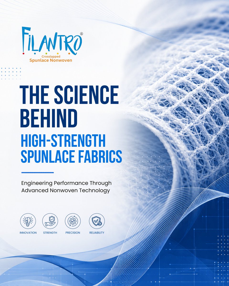 FilantroFirst's tweet photo. Engineered for strength. Built for performance.

Advanced crosslapped spunlace technology delivering durability, balance &amp; reliability across industries.

#Spunlace #Nonwoven #TechnicalTextiles #FilantroFirst https://t.co/JwJWLiD148
