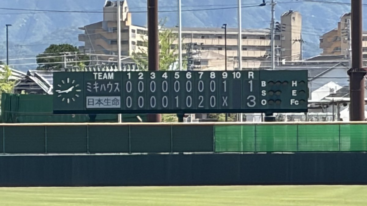mhbbc_'s tweet photo. 2026年5月9日(土)
オープン戦
vs 日本生命
● 1 - 3

先発の #阿字悠真 は5回を投げ1失点の好投！
#田中秀政 #島澤良拓 がマルチヒットを放つも得点には繋がらず、、
リードを広げられ迎えた最終回、1点を返すも反撃及ばず万事休す。 https://t.co/u1qBq9TQeL