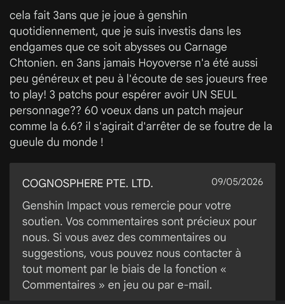XDynas's tweet photo. En 3ans de jeu quotidien, jamais je n'aurais pensé faire un view bombing sur genshin et pourtant c'est là 🙁
1* alors qu'il en mériterait plus si c'était fait autrement..
#genshininmpact https://t.co/plgZTmLw8N
