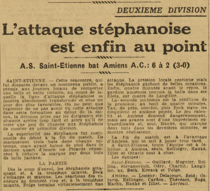 pilia_albert's tweet photo. 📚#ASSE #90ans épisode 76
Le 10 mai 1936, l'ASSE corrige Amiens à Geoffroy-Guichard avec un triplé d'Yvan Beck (6-2).
A trois journées de la fin, avec 46 points, les Verts sont troisièmes, avec deux points de retard sur la deuxième place qui permet de monter en D1. https://t.co/lzRtPD1q6p