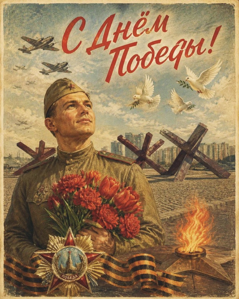 🕊 С Днём Великой Победы!

☆ Низкий поклон нашим дорогим ветеранам и всем, кто ковал Победу — мы помним, чтим и гордимся!

🚩 9 мая 2026 года — 81-я годовщина 
Победы в Великой Отечественной войне. Память о героизме и единстве народа остаётся живой. Вечная слава победителям!
