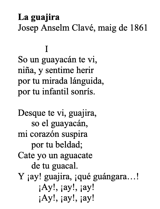 CostalFornells's tweet photo. Tal dia com avui de 1861, Josep Anselm Clavé va estrenar 'La guajira', una americana corejada, als jardins del Tívoli de Barcelona🥑🌴🎶¡Ay!, ¡Ay!, ¡Ay! Escolta-la aquí: https://t.co/oI6ds4RIaH https://t.co/RjrcyxOzC6