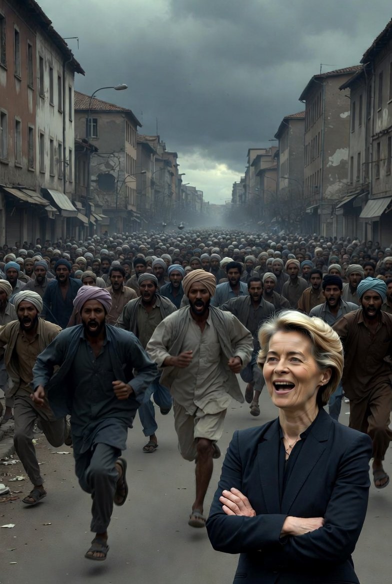 <a href="/vonderleyen/">Ursula von der Leyen</a> "Europe day" would be nice if Europe still existed. 

What used to be Europe is now a post- apocalyptic Islamic caliphate thanks to Soros owned traitors like YOU.