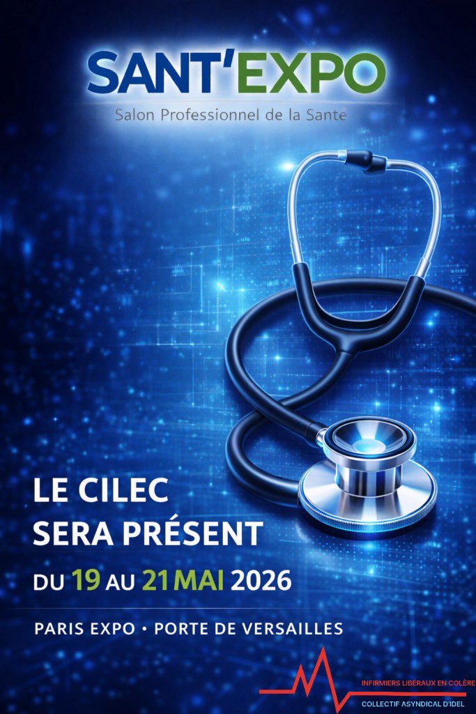 ⏳ J-10 avant SantExpo !

Le collectif des Infirmiers Libéraux en Colère sera présent à SantExpo 2026 :

📅 Du 19 au 21 mai
📍 Paris Expo – Porte de Versailles – Hall 1
📌 Stand A34

👉 Venez échanger, partager vos réalités terrain et faire entendre votre voix
👉 Ensemble, on