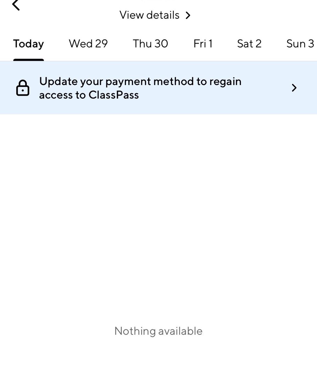 naila___aa's tweet photo. the amount has been deducted, as stated in the bank statement, and I still can’t book any classes cause it says payment didn’t go through/declined. went to the bank and it says there’s nothing that they can do. asked your CS but provided no solution. pls help @classpass !! https://t.co/rIrM9D5sME