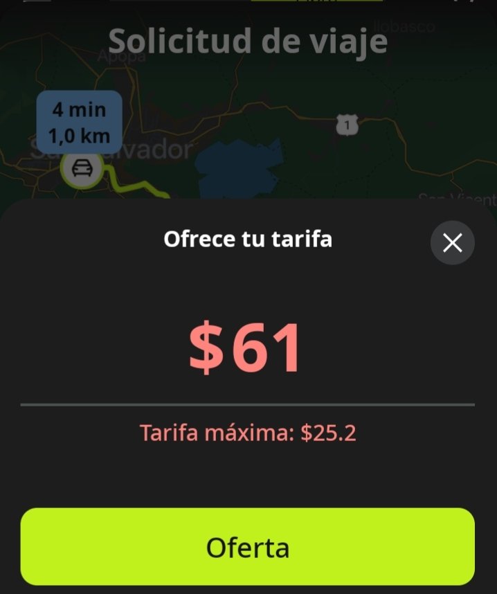 DonHHSv's tweet photo. Sres de @inDriveLatam @inDrive  pueden explicar porque la tarifa es injusta al driver de #ElSalvador son 61.2 km y el cliente da $12.60(de donde saca ese precio el usuario) el precio justo debe ser $60 por los km a recorrer @CNNEE @ActualidadRT @elsalvador https://t.co/DDmjFywctm