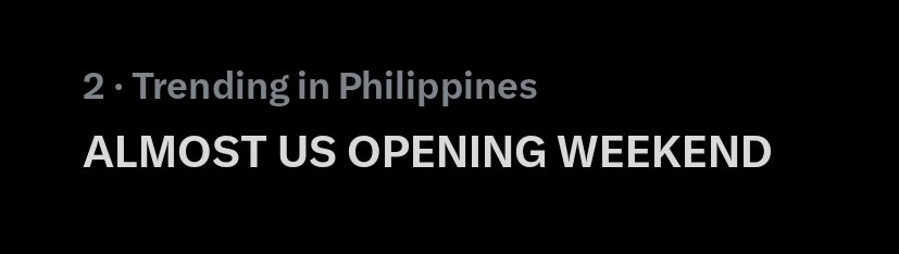 jmftrendsetter's tweet photo. 𝐖𝐄'𝐑𝐄 𝐓𝐑𝐄𝐍𝐃𝐈𝐍𝐆!

Our tag is trending at top 2 on PH trends. Let’s keep the energy going, besties—requote, reply, repost!

@imsofiasmith @jmdibarra_ @nichooowle @gidgetdc @ABSCBNNews @ABSCBN @ABSCBNpr @starmagicphils @RegalFilms @project8proj

ALMOST US OPENING WEEKEND https://t.co/i2t1oEhbi1