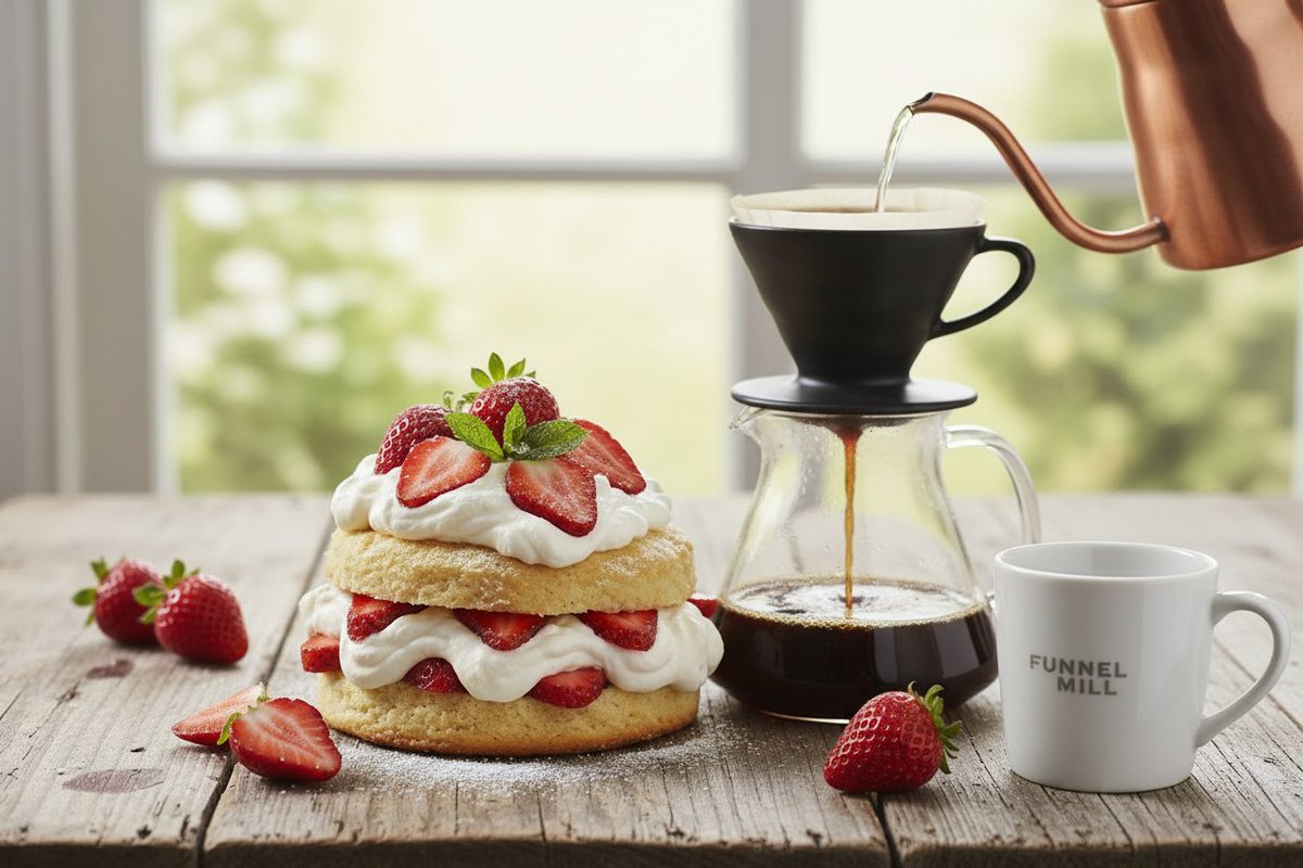 FunnelMill's tweet photo. A classic strawberry shortcake elevated with the rich, complex flavors of Funnel Mill's rare coffees and teas. Perfect for Mother's Day entertaining! https://t.co/pGbHObvYma