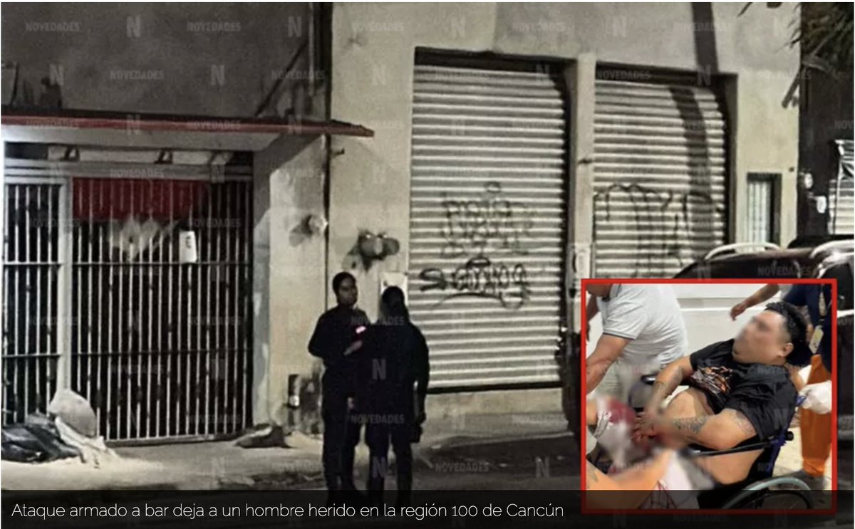 eVisionPolitica's tweet photo. Ataque armado a bar deja a un hombre herido en la región 100 de Cancún

https://t.co/GEznBqiIAn https://t.co/OW3tqLEI1F