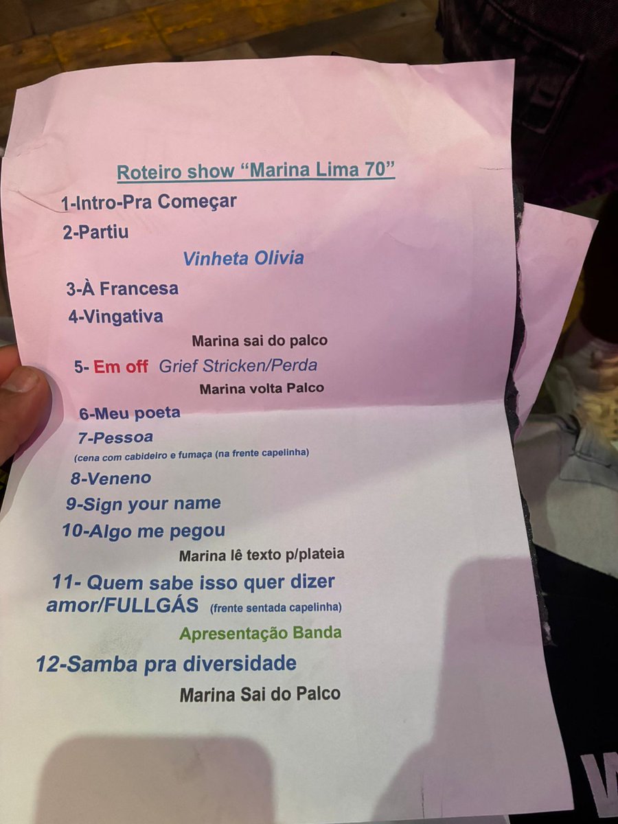 acervymarina's tweet photo. setlist da nova turnê de marina lima. https://t.co/f4rifKMDSO
