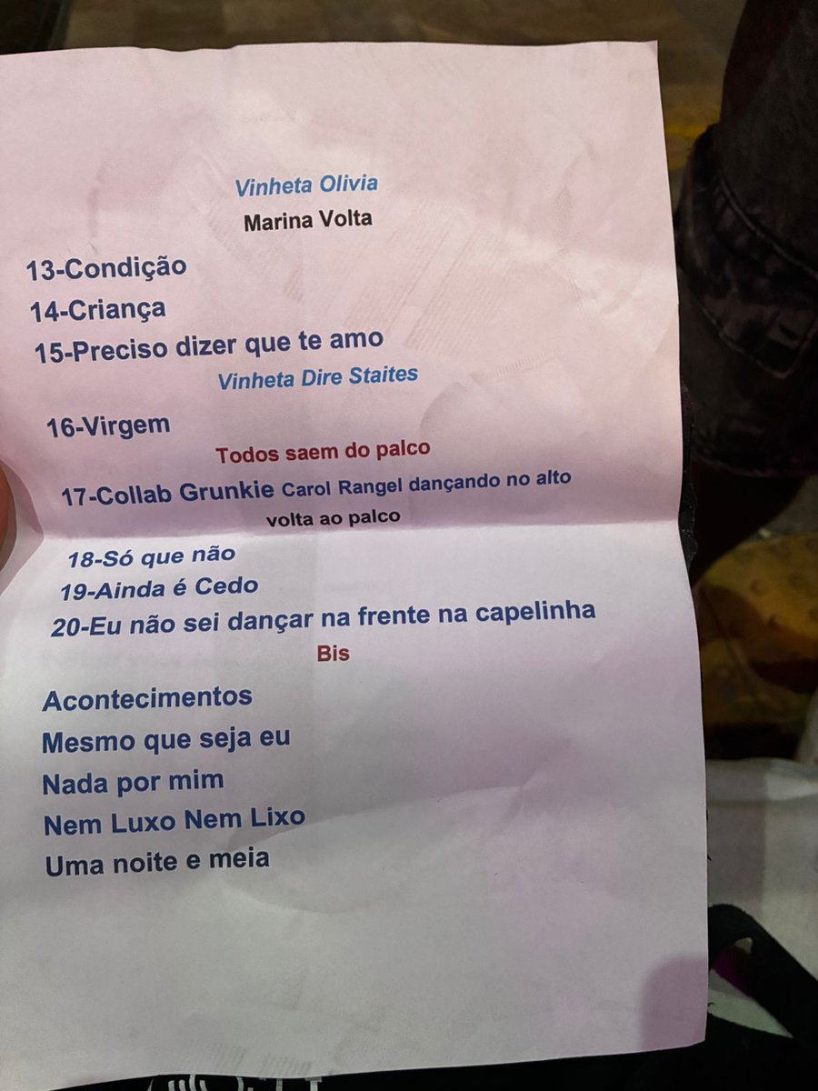 acervymarina's tweet photo. setlist da nova turnê de marina lima. https://t.co/f4rifKMDSO
