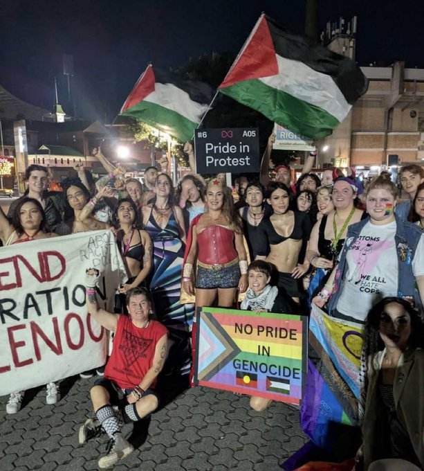 VividProwess's tweet photo. "Gays for Gaza"

Every single one in this photo would be thrown off a roof in Gaza by the Palestinians, or worse.

How can they be so dumb? https://t.co/WXULkE0wAD