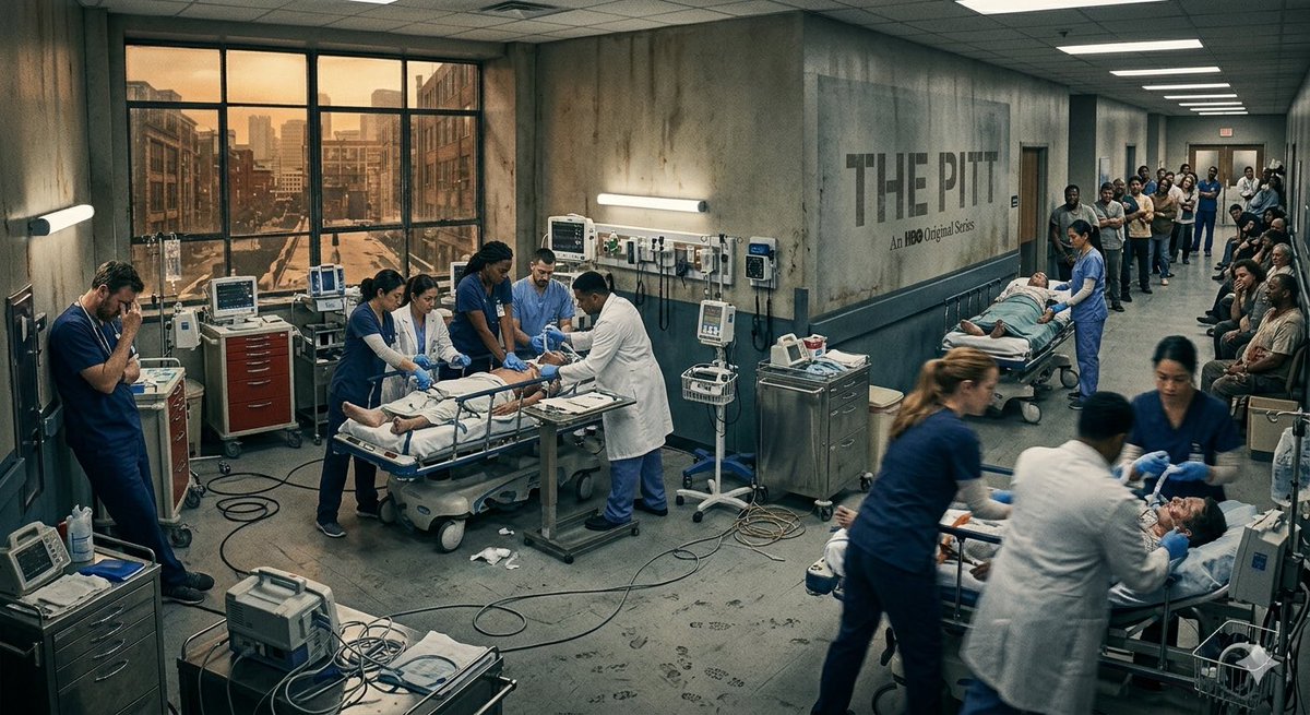 Lividul's tweet photo. Finally a medical show that cares more about the reality of the healthcare system than who’s dating who in the breakroom. 🏥
I’m so glad I clicked on The Pitt. Noah Wyle is back in the ER and it is absolutely relentless. 🩺✨

#ThePitt #HBO #MedicalDrama #NoahWyle https://t.co/csNXWxu25d