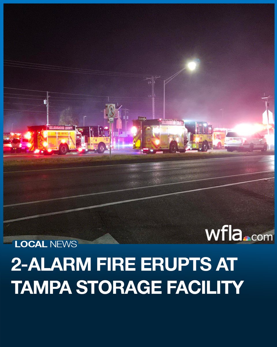 #DEVELOPING: A large fire broke out at a public storage facility in Tampa on Friday night. wfla.com/news/hillsboro…