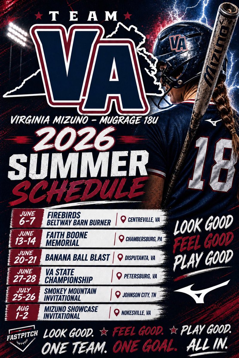 PaisMugrage2028's tweet photo. Summer schedule, Go TVA Mizuno!
#TVAMizuno #softballrecruits https://t.co/usHD2d3BVz