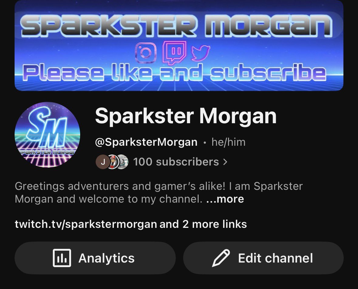 SparksterMorgan's tweet photo. I’m super emotional about this, but thank you to the 100 people that tolerate my videos it means the world to me 💙 https://t.co/VarfJ4Ke4O