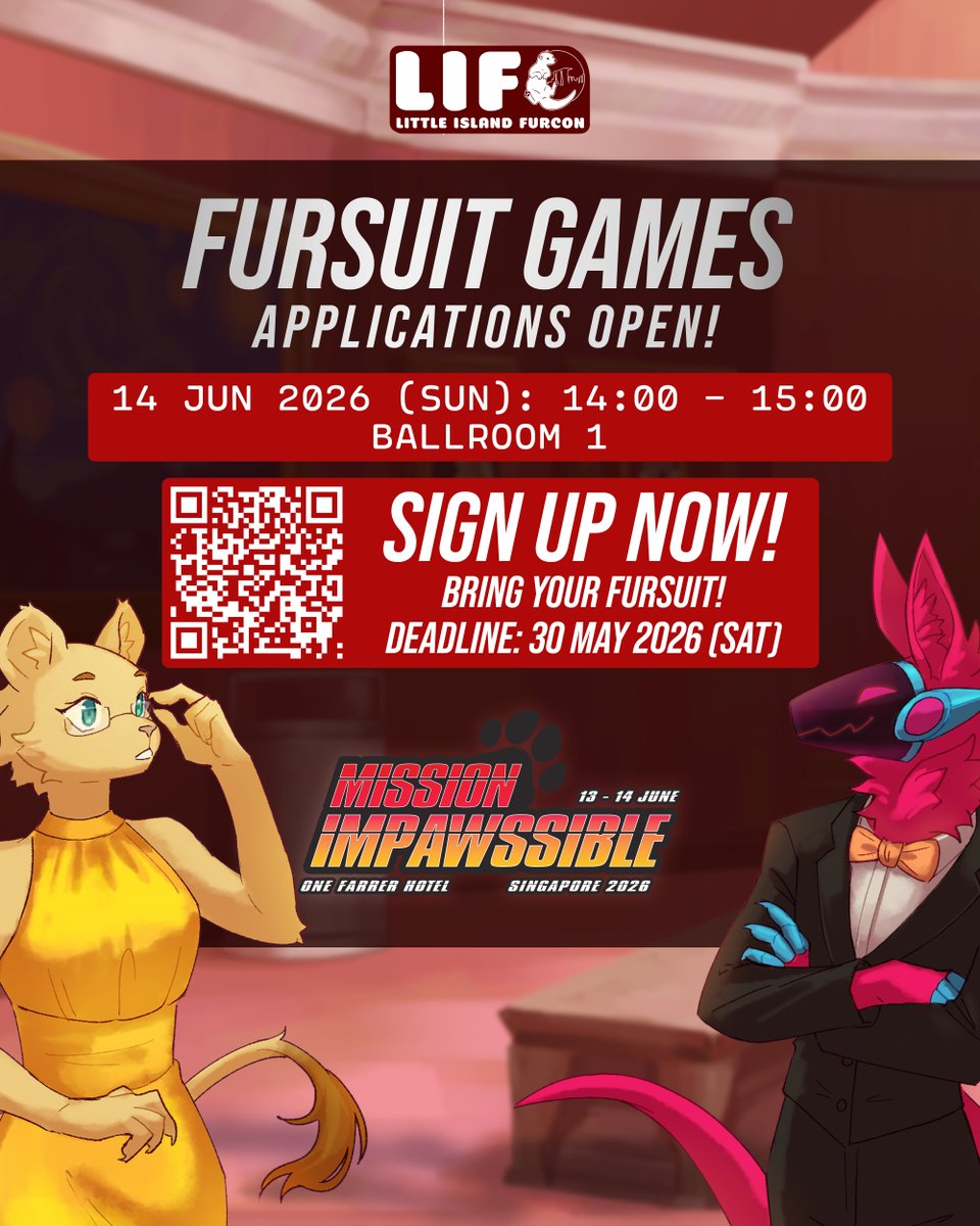 LittleIslandFC's tweet photo. 📡 Agents! We need you in the field 🕵️

We are looking for 15 fursuiters to participate in the LIFC 2026: Mission Impawssible Fursuit games this year! Suit up and get ready to have some fun! 🐱🐶🦊✨

#LittleIslandFC #LIFC2026 https://t.co/0XedEA9ZfT