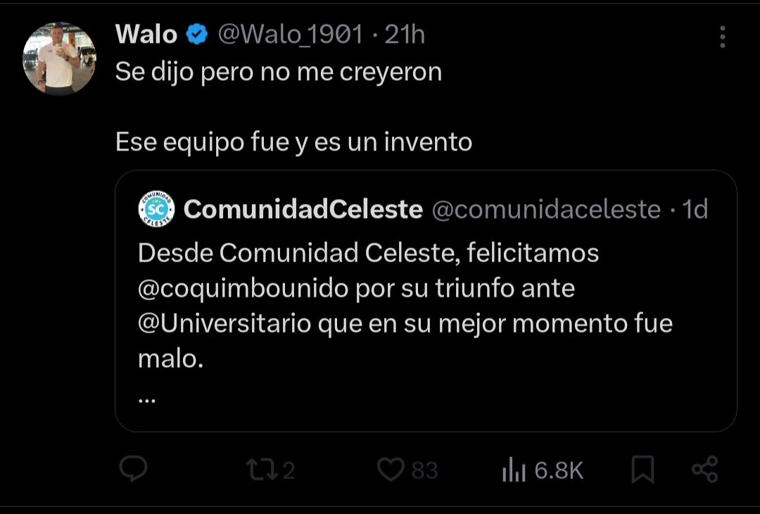 DonFrodo's tweet photo. @comunidaceleste @coquimbounido @Universitario Y el descerebrado metiche de @walo_1901, después de que jugaron michi en su espalda, no aprende la lección, sigue metiendo sus narices donde nadie chucha lo llama y al parecer anda pidiendo balubi a gritos, no? 🤔 https://t.co/WOWBey2DML