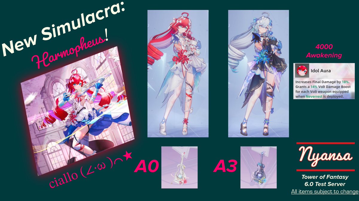 PolyNyan92's tweet photo. Hi Hi! Howdy hi! 

Looks like 6.0 has quite a handful of goodies in store for Tower of Fantasy!

Here's a few I personally picked out:
New Loading Screen
New Story
New Outfits
New Simulacra
New Roaming (Kailo)
too much to list!

Hope to see you in 6.0!
Ciallo～(∠・ω< )⌒★

#TowerofFantasy #ToF #幻塔