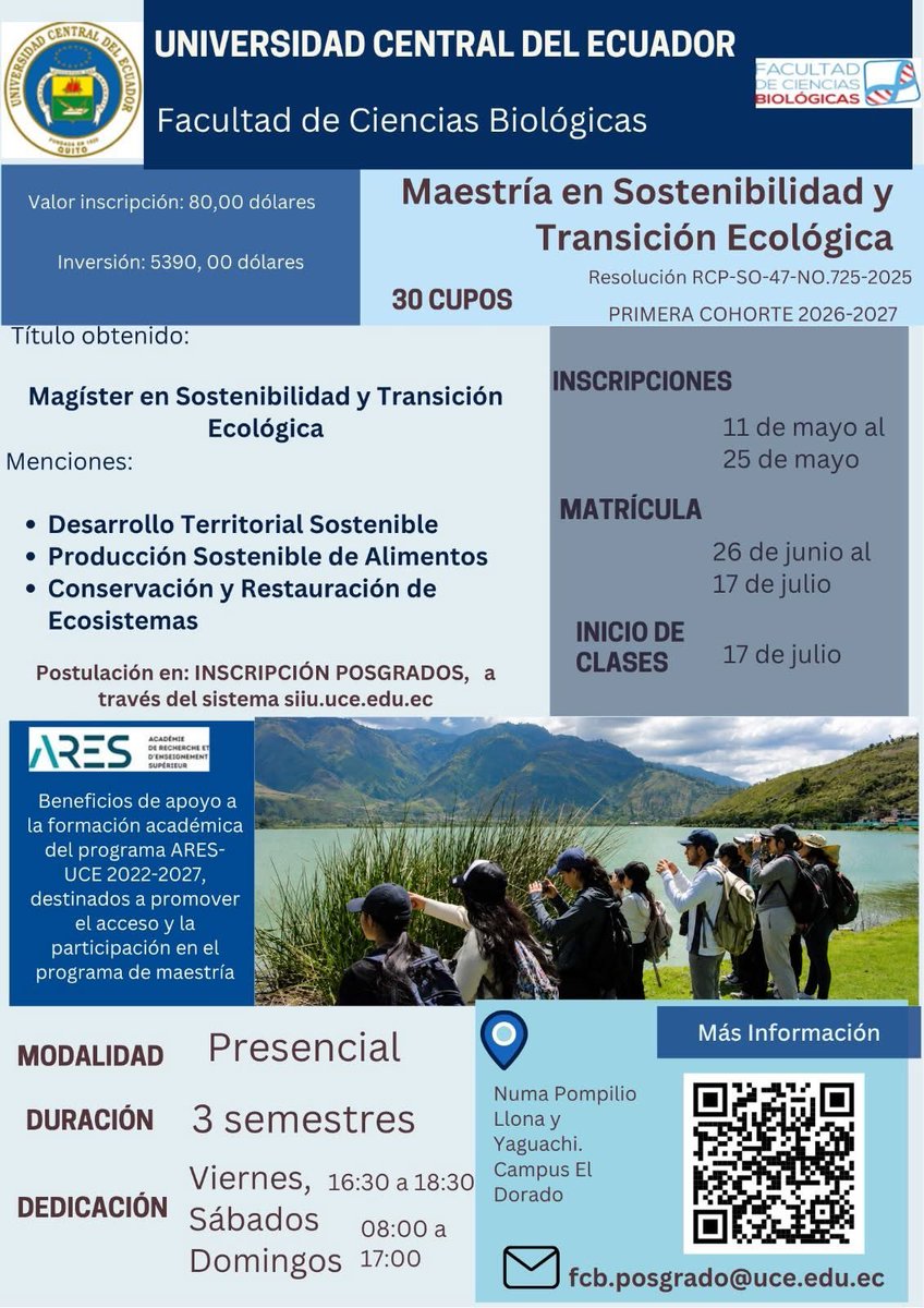 prenadillus's tweet photo. Forma parte de una propuesta académica orientada a los grandes desafíos actuales, con las siguientes menciones:

🌱 Desarrollo Territorial Sostenible
🌾 Producción Sostenible de Alimentos
🌿 Conservación y Restauración de Ecosistemas https://t.co/BvtGnvgnyp