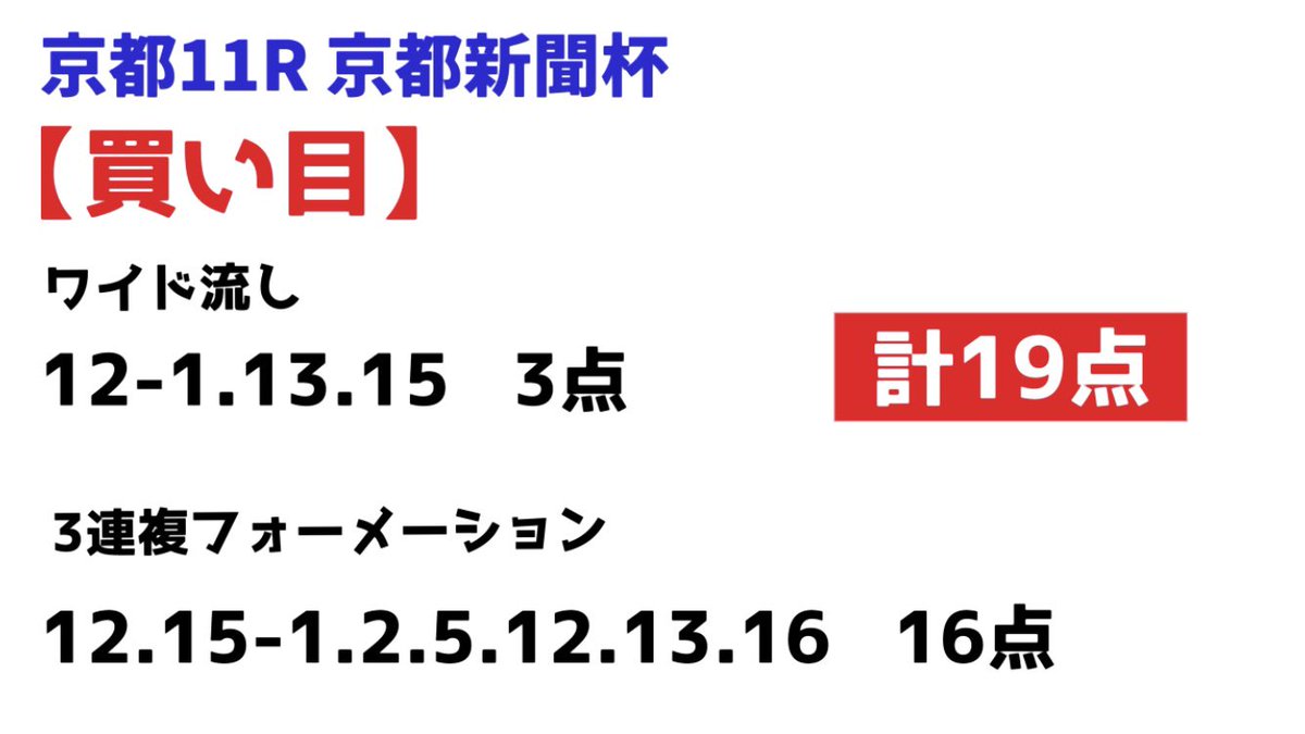 StPull's tweet photo. 【京都新聞杯】

ワイド流し
12-1.13.15   3点

3連複Ｆ
1列目12.15
2.3列目1.2.5.12.13.16   16点

【エプソムカップ】

3連複1頭軸流し
8-4.5.6.11.15.17   15点

#競馬予想
#エプソムc

【多くの予想家の本命馬】
https://t.co/nssvtSYbuw

【消せる人気馬】
https://t.co/OTqXK6WJA9 https://t.co/LkmVPpkiqs