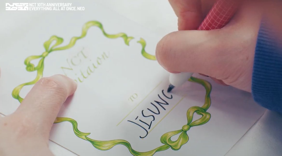 of course there will be subtle yaoi skdksk jaehyun wrote jungwoo’s name while chenle wrote jisung’s name on his invitation card