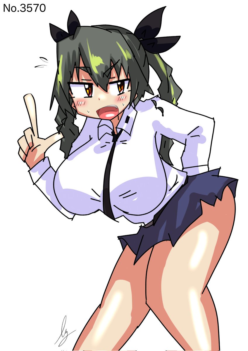 アンチョビ(ガルパン) 「[お前らなぁ…ッ!アンチョビ] #1日1ドゥーチェ」|真スベラーbot(bmg)🥐のイラスト