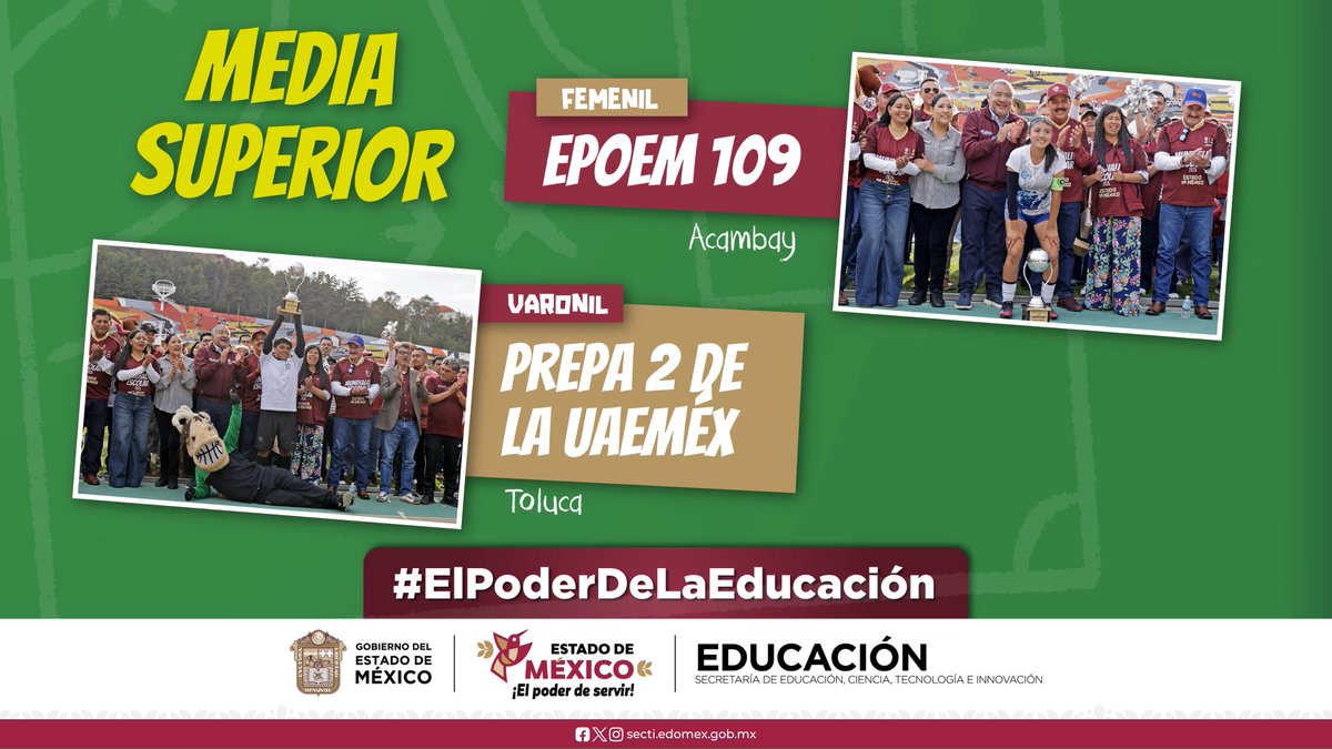 delfinagomeza's tweet photo. ¡En el #EdoMex se vive la pasión del Mundial!
Felicito a los equipos de primaria, secundaria y educación media superior, de las ramas varonil y femenil, que se consagraron campeones en el #MundialitoEscolarEdoMex y representarán a nuestra entidad a nivel nacional.
De igual manera, mi reconocimiento a todos los equipos que participaron en este torneo. Seguiremos fomentanto el deporte en la juventud mexiquense.
#ElPoderDeServir