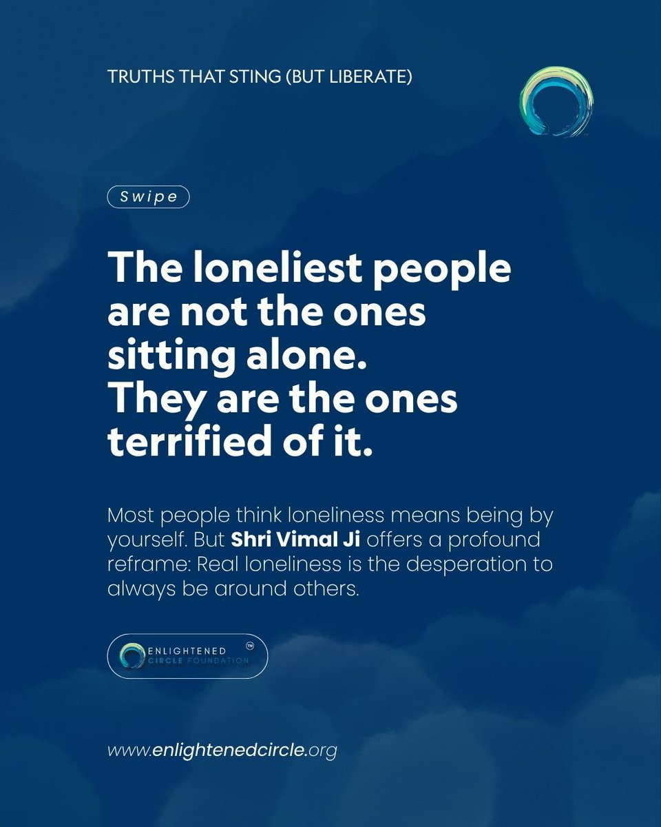 enlightencircle's tweet photo. Dhyaan slowly transforms loneliness into the joy of aloneness — where your happiness is no longer dependent on constant distraction, validation, or company. 

A healthier relationship with yourself
changes every relationship around you.

DM “Dhyaan” to start your journey today https://t.co/llZGkOlEl0