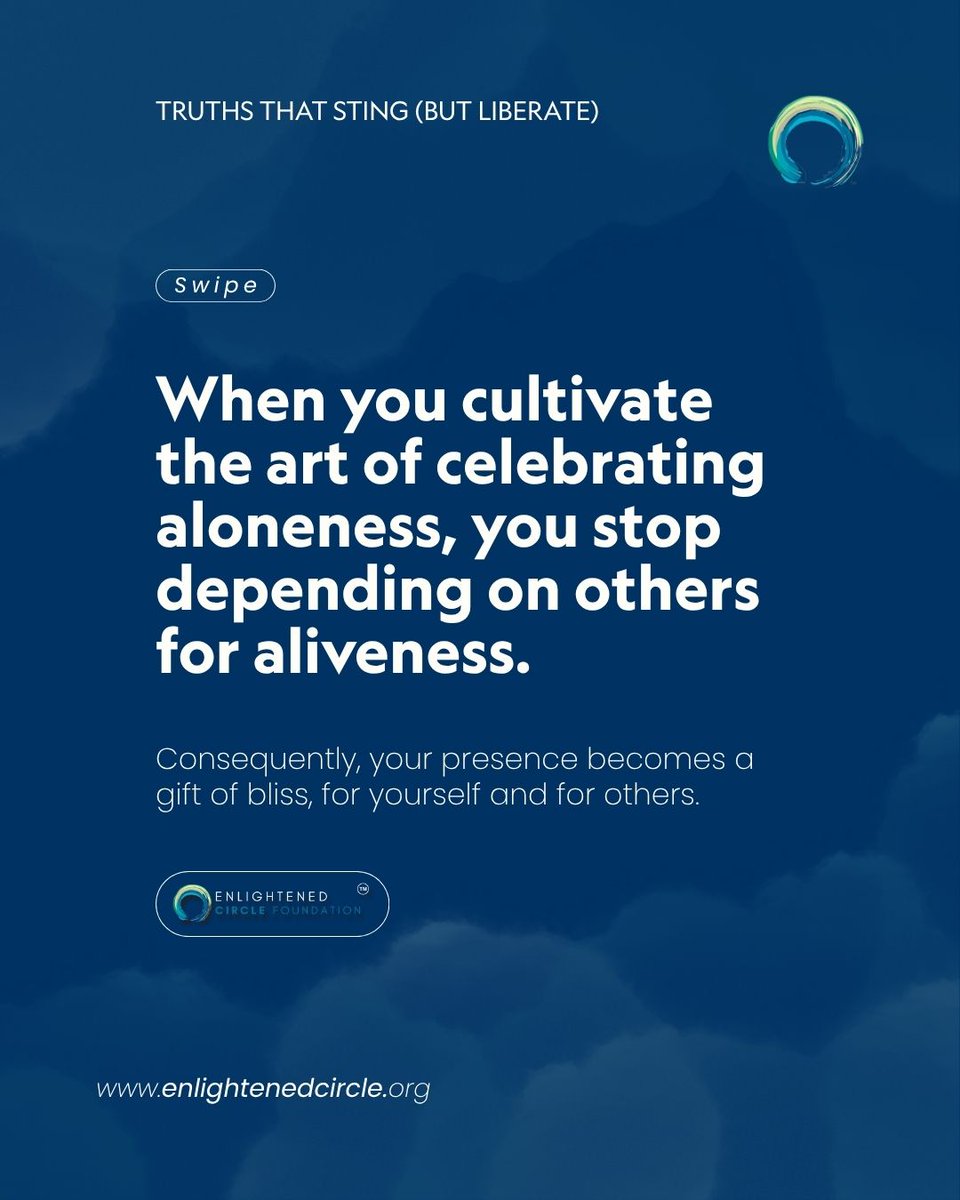 enlightencircle's tweet photo. Dhyaan slowly transforms loneliness into the joy of aloneness — where your happiness is no longer dependent on constant distraction, validation, or company. 

A healthier relationship with yourself
changes every relationship around you.

DM “Dhyaan” to start your journey today https://t.co/llZGkOlEl0