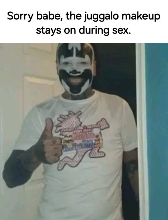am_squashy's tweet photo. They call me icp in the streets cuz I got that insane clown pussy in the sheets 🤡🗣️ #thisisacryforhelp #icp #insaneclownposse #juggalo #uhmmmyeaaa #clown #hashtag #swag https://t.co/iCzRBHFpQG