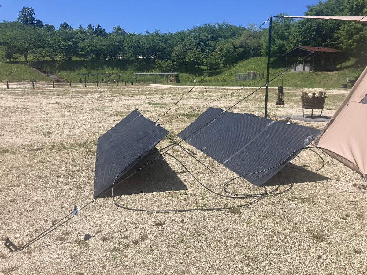 eccsone000's tweet photo. 過去最高出ました！
220wパネル2枚にて。
晴天、気温23℃。
#ECOFLOＷ
#DELTA3
#ソロキャンプ 
#災害時対応
#大平山公園キャンプ場 https://t.co/QjkYdpWSUe