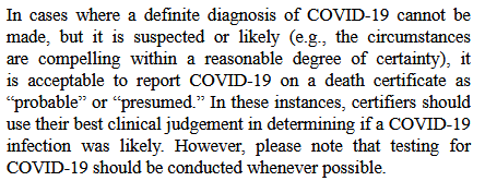 AcrossPotomac's tweet photo. @luigis_de @PRider1980 @Timcast The CDC allowed COVID to be listed on death certificates as probable or presumed without test results. PaleRider, what fraction of COVID death certificates in the first half of 2020 listed COVID as probable or presumed? https://t.co/LhBhLpzsMS https://t.co/NHGyXY4OjZ